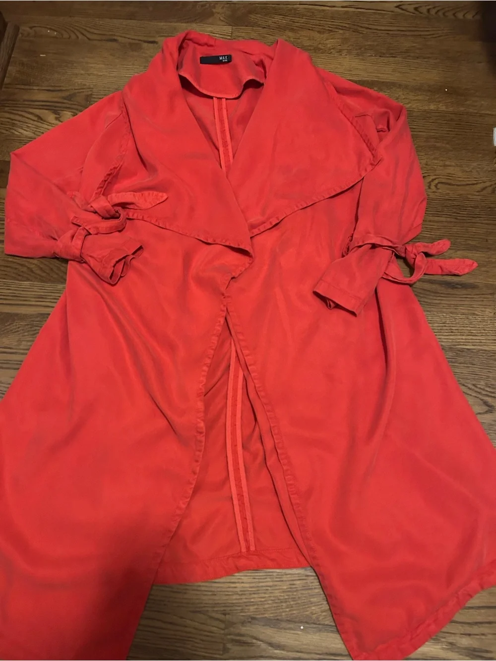Max Jeans Coral-Red Draped Open Front Blazer 0161